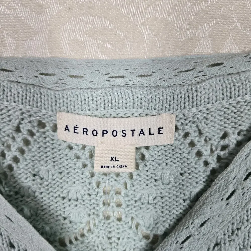 Aéropostale Crochet Tank XL Aqua Knit Cami Button Front Coquette Soft Girl - Picture 8 of 12